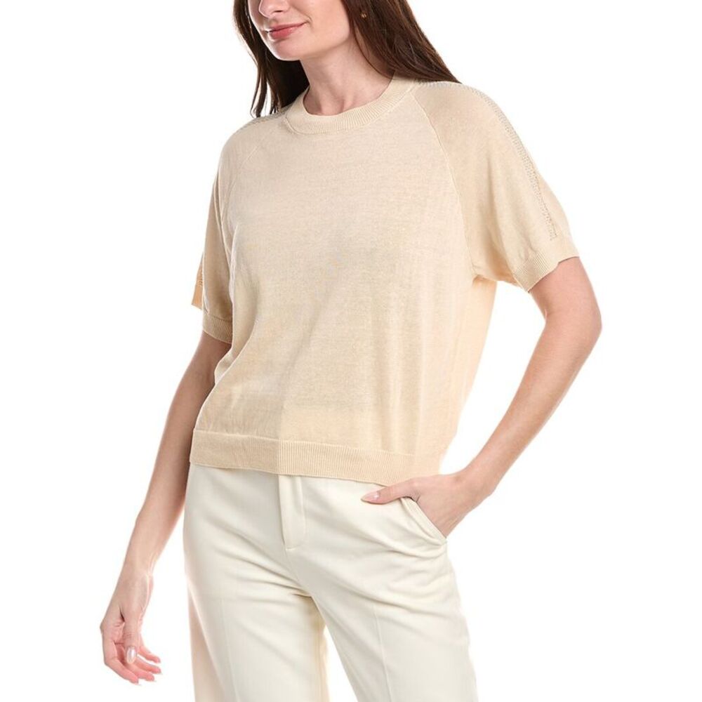 Peserico Womens  Linen-Blend Top, Beige